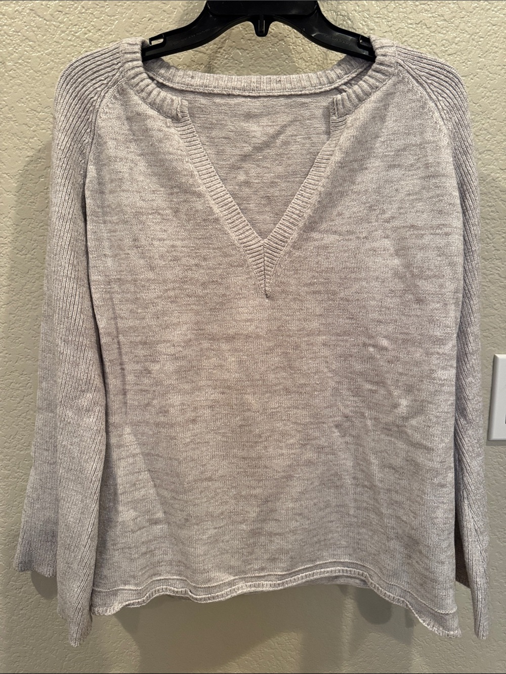 Light Gray V-Neck Knit Sweater